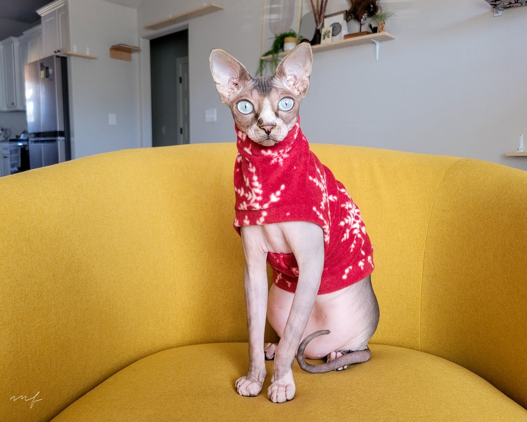Sphynx Cat Sweater Red Christmas Easyon Cat Clothes Etsy