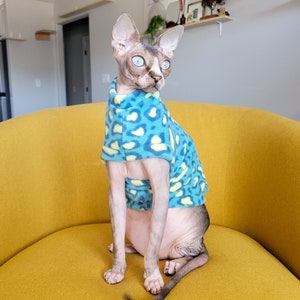 Sphynx Kitten Sweater - Teal Leopard Easy-On Kitten Clothes XS