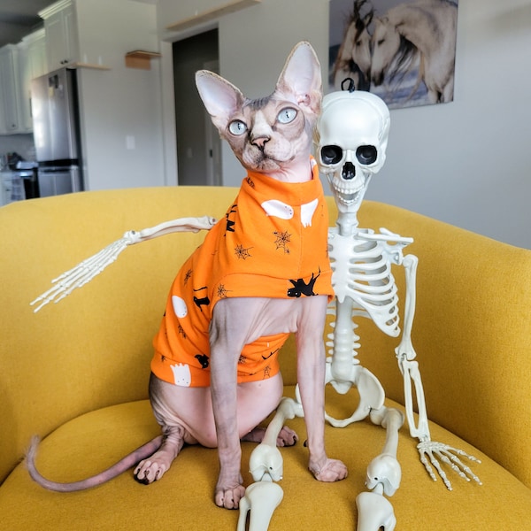 Sphynx Cat Shirt - Spooky Halloween Cat Clothes