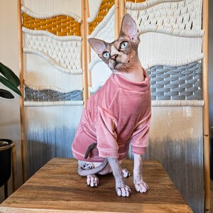 Sphynx Cat Long Sleeve Shirt - Pink Velvet Cat Clothes for Valentines S