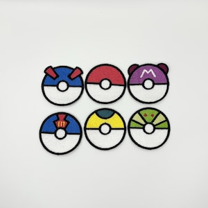 Bundle of 6 Capture Sphere Patches| Anime-inspired Iron-On Embroidery for Jackets, Backpacks and Hats