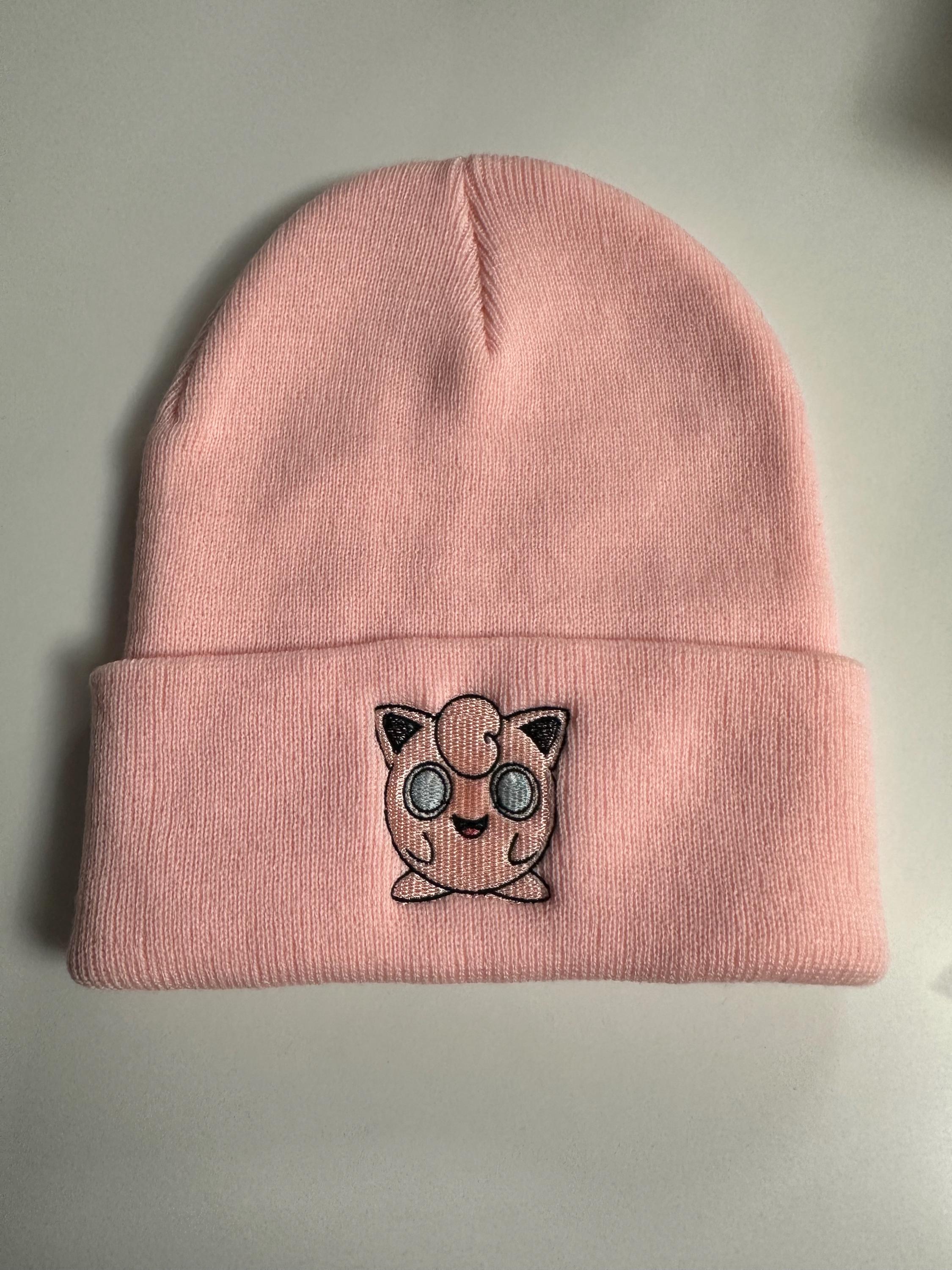 Pink Anime Embroidered Knit Beanie | Kawaii Character Winter 