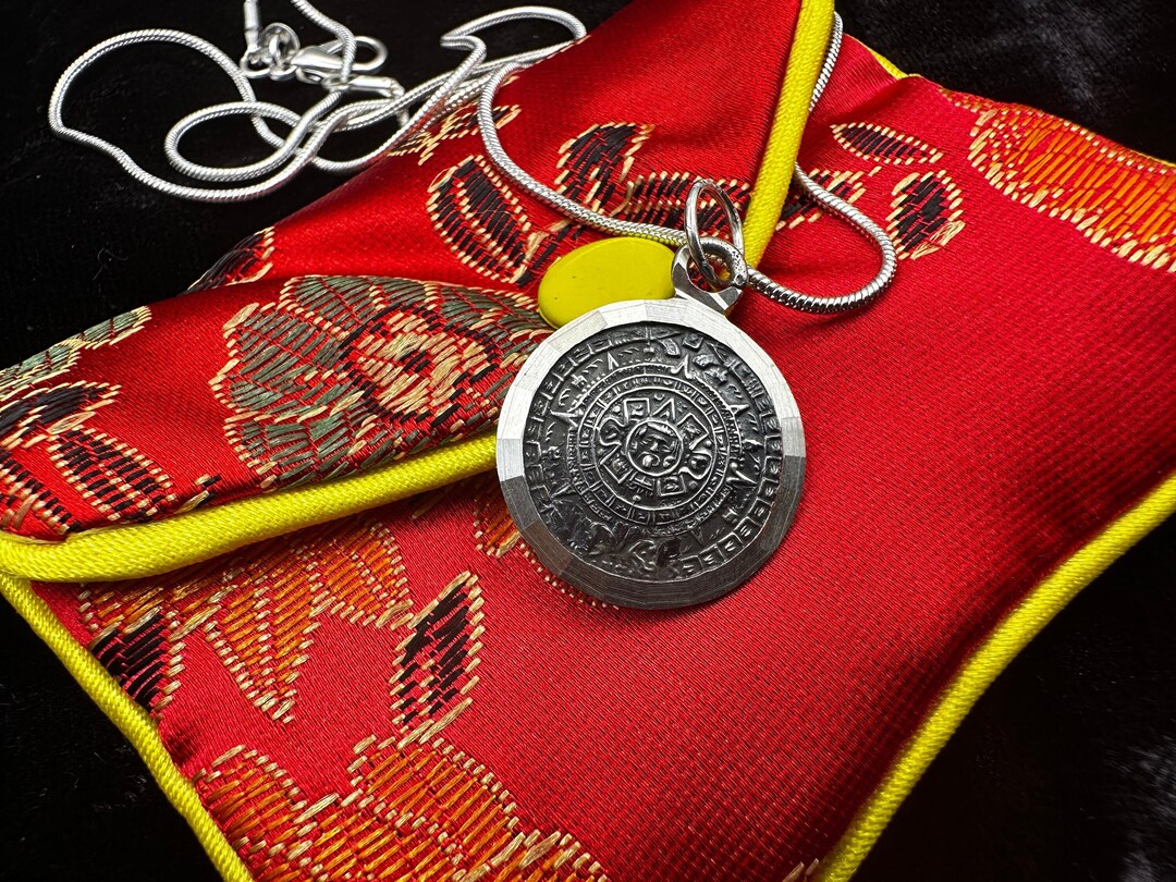 Protection Spell Amulet Pendant Aztec Sun Calendar Shaman Lucky ...