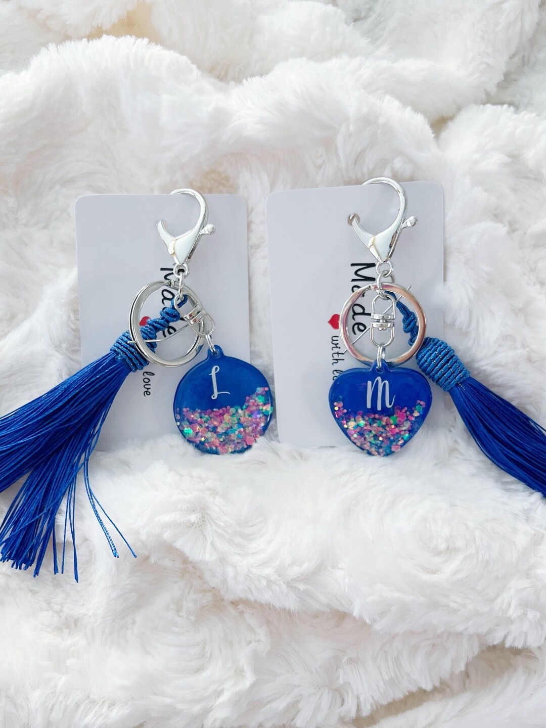 Resin Keychain With Foil or Glitter and Color Options. Tassel, Keychain Ring Included. Add Words