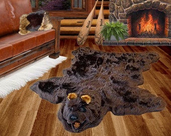 毛皮ラグ 熊 茶色　黒 ムートンファーシロクマラグ（ラグ/マット）｜sankyo shokai