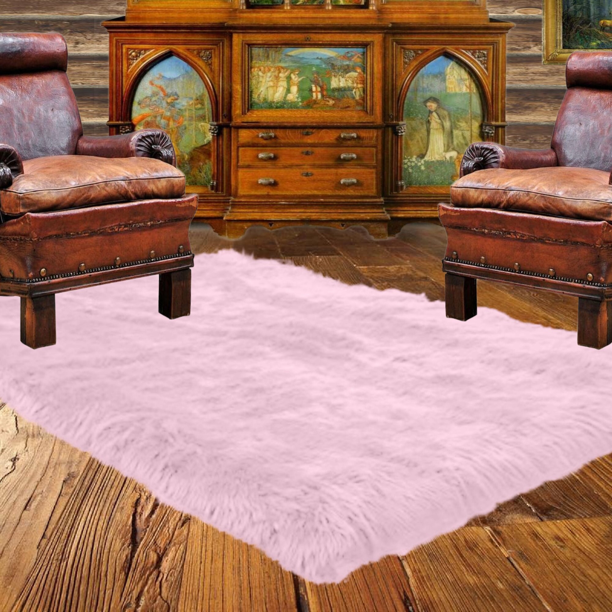 Fur Rug Shape Handmade Faux Fur Shag Rug, Rectangular Pelt Rug, USA - Etsy