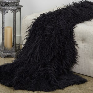 Faux Curly Mongolian Throw Blanket, Animal Friendly Shag Faux Fur, All Sizes, Minky Fur Lining, Handmade to Order, Made in America