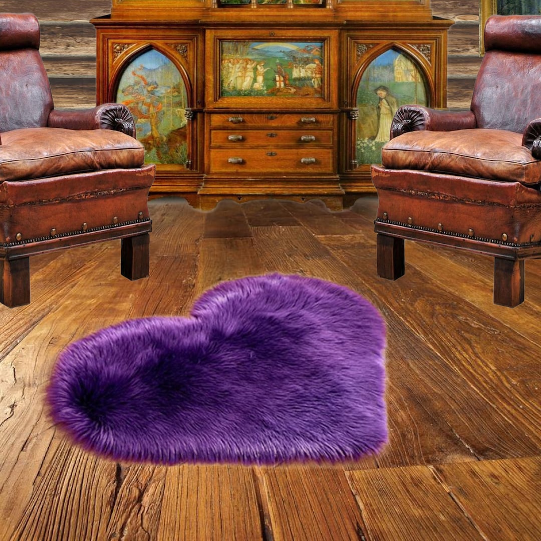Plush Fur Pelt Rug Heart Shape Faux Fur All Sizes Thick Etsy