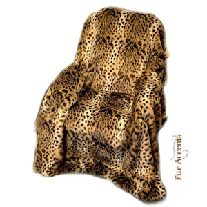 Jeté léopard exotique en fausse fourrure respectueux des animaux/plusieurs tailles disponibles/fait main sur commande