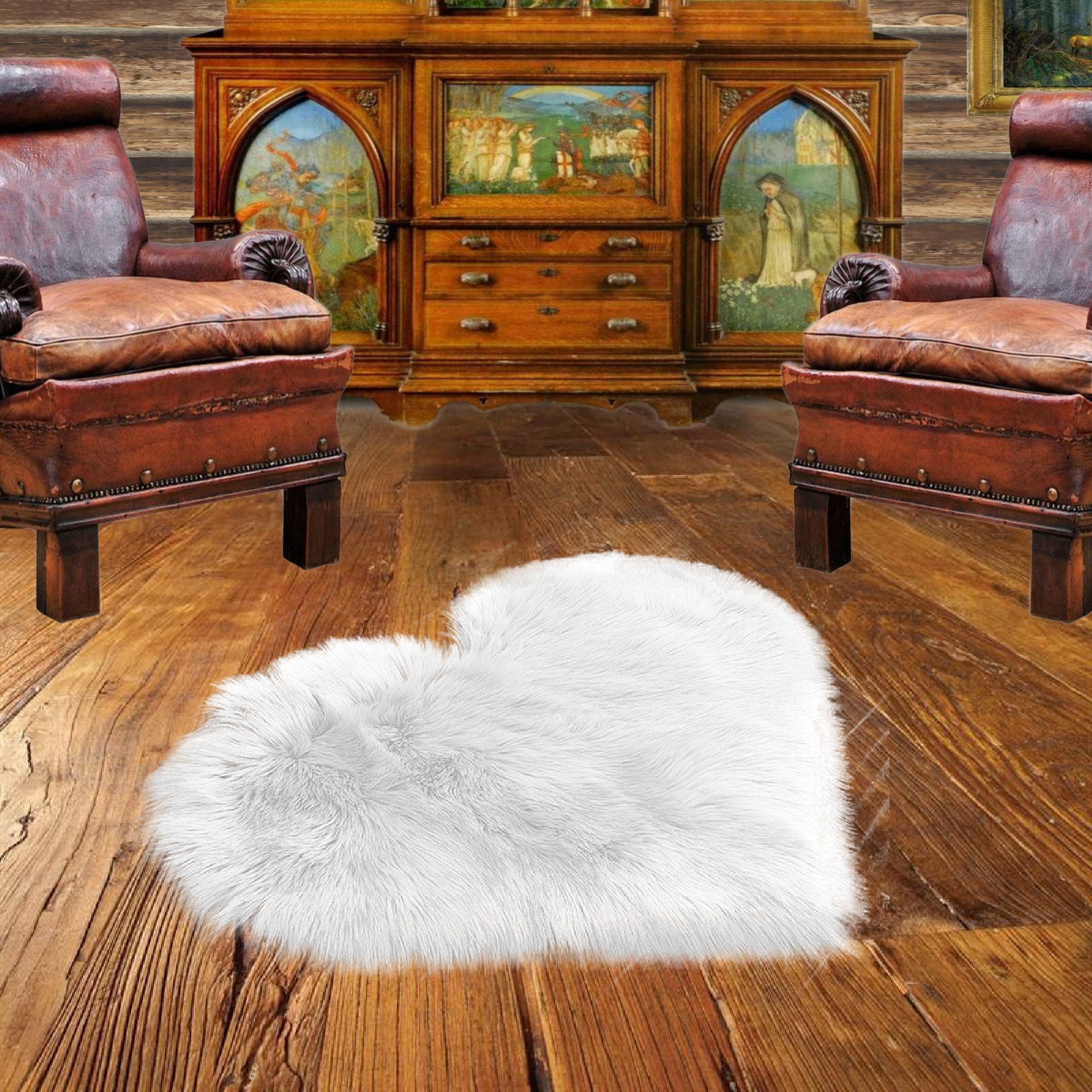 Plush Fur Pelt Rug Heart Shape Faux Fur All Sizes Thick Etsy