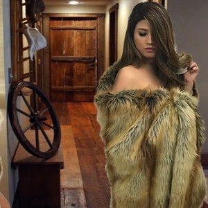 Wolf, Coyote, Throw Blanket, Animal Friendly Shag Faux Fur, All Sizes, Minky Fur Lining, Handmade to Order, Made in America