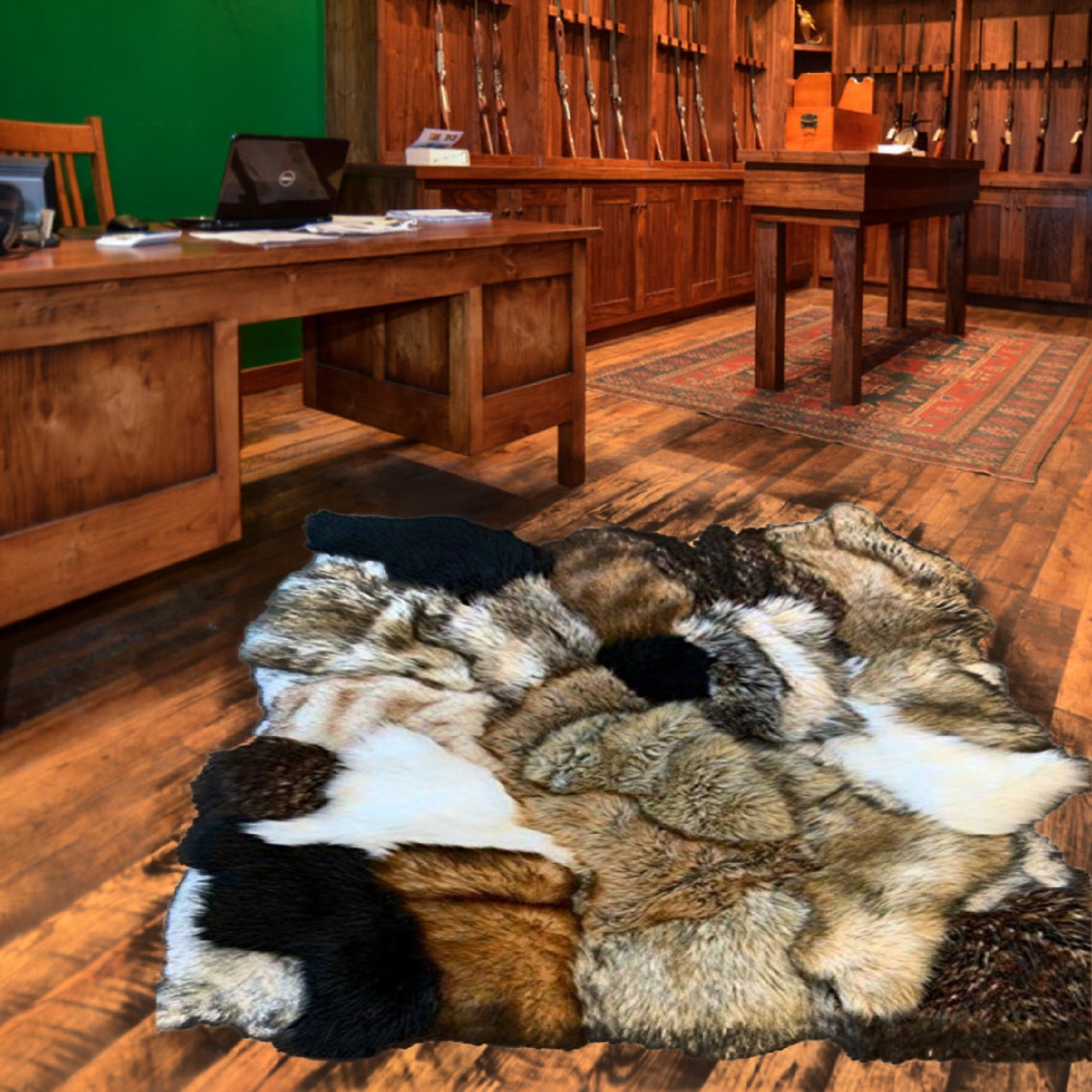 Custom Faux Fur Patchwork Area Rug, Minky Lined Throw Blanket - Etsy