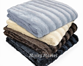 Minky Cuddle Throw Blanket, Ribbed Channel Mink, Comforter Pillow, or Bedspread, All Sizes, Soft Cuddle Fur, Handmade in the USA