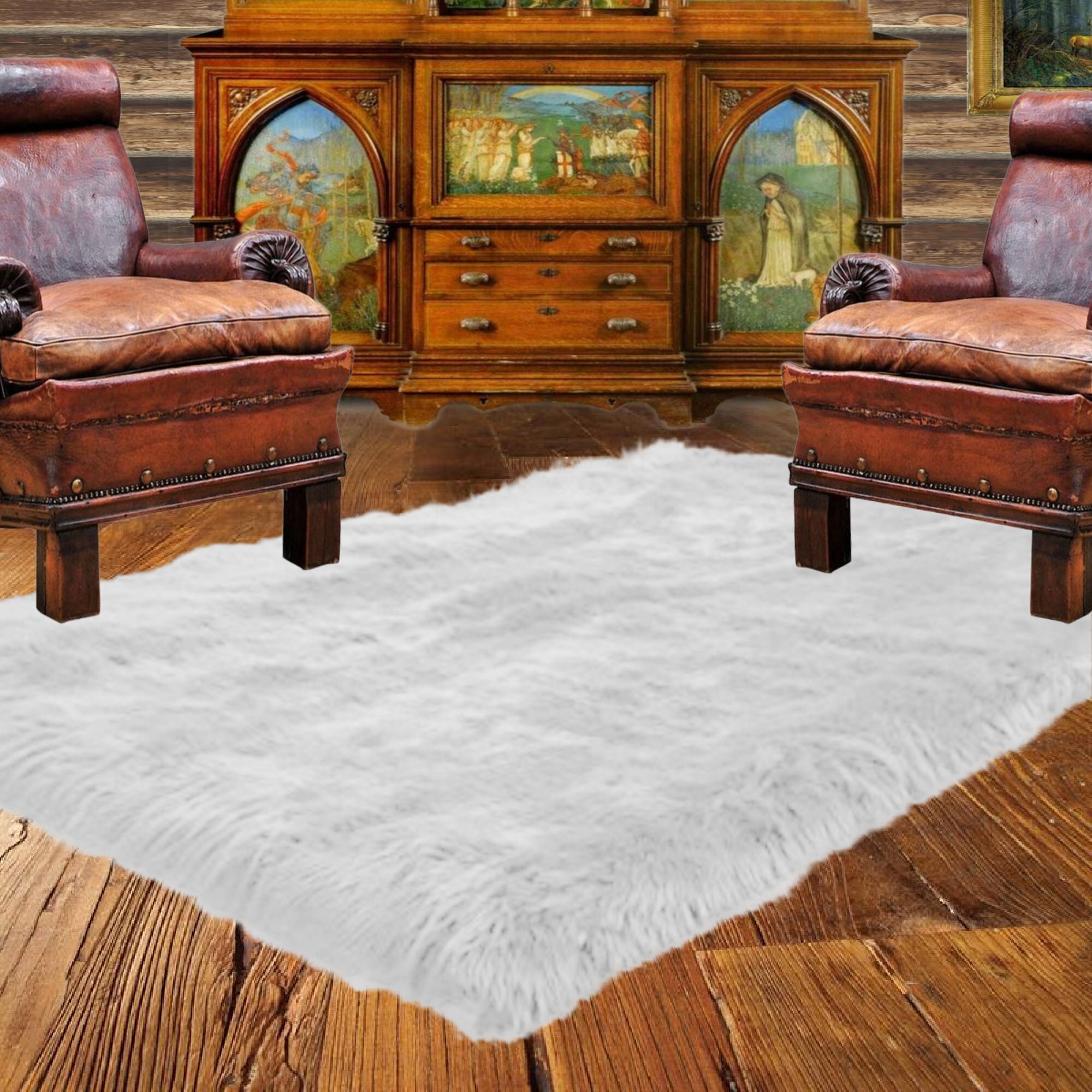 Small Fur Rug Rectangle Handmade Faux Fur Shag Rug, Rectangular Pelt Rug, USA - Etsy