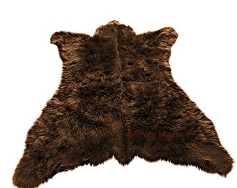 Brown Bear Skin Rug, Animal Friendly Faux Fur, All Sizes, Colors, Shag Area Rug, Log Cabin, Lodge, Man Cave, Family Room, Handmade in USA