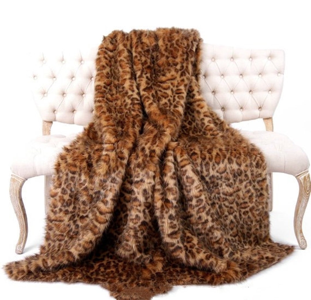 Faux Fur Throw Blanket Spotted Leopard Animal Friendly Fur