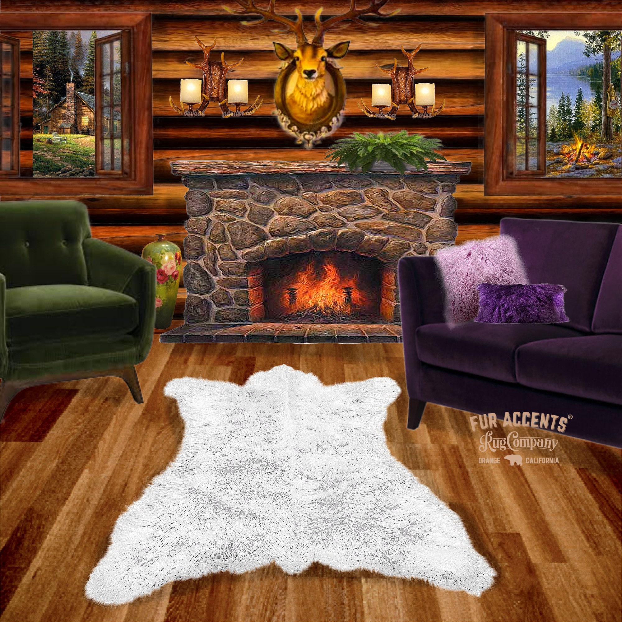 Bear Skin Rug, Animal Friendly Faux Fur, All Sizes, Colors, Black Shag ...