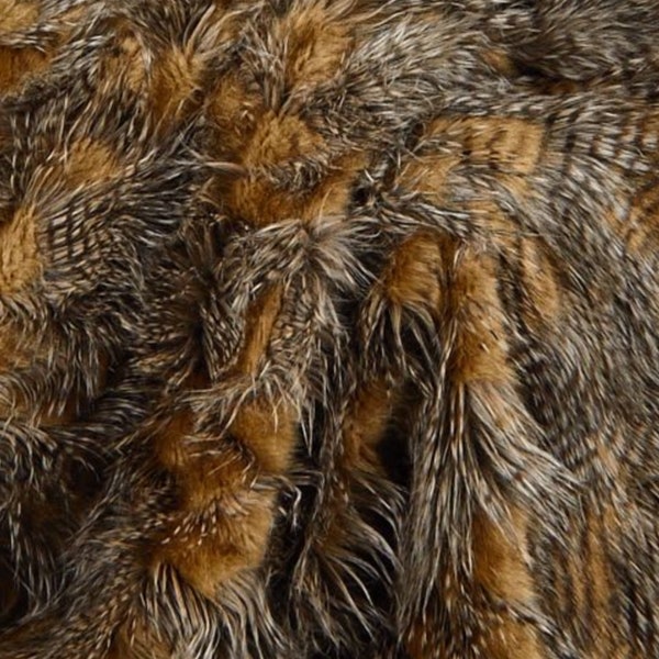 Faux Fur Yardage, Fabric, Craft Fur, Animal Friendly Faux Fur, Shag Fur, Remnant, Sizes Available, , Brown Feather Fur, Throw Blanket