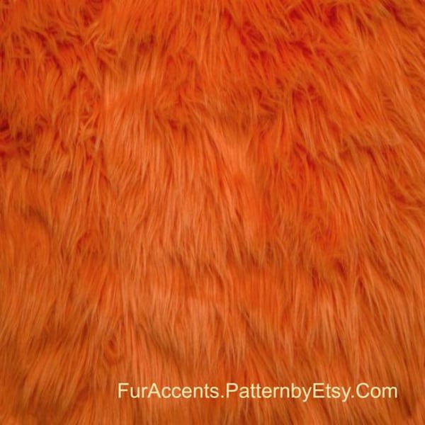 Faux Fur Yardage, Fabric, Craft Fur, Animal Friendly Faux Fur, Shag Fur, Remnant, Sizes Available, Orange Luxury Shag, Throw