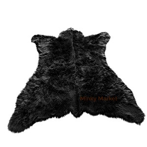 Black Bear Skin Rug, Animal Friendly Faux Fur, All Sizes, Colors, Shag Area Rug, Log Cabin, Lodge, Man Cave, Family Room, Handmade in USA