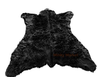 Black Bear Skin Rug, Animal Friendly Faux Fur, All Sizes, Colors, Shag Area Rug, Log Cabin, Lodge, Man Cave, Family Room, Handmade in USA