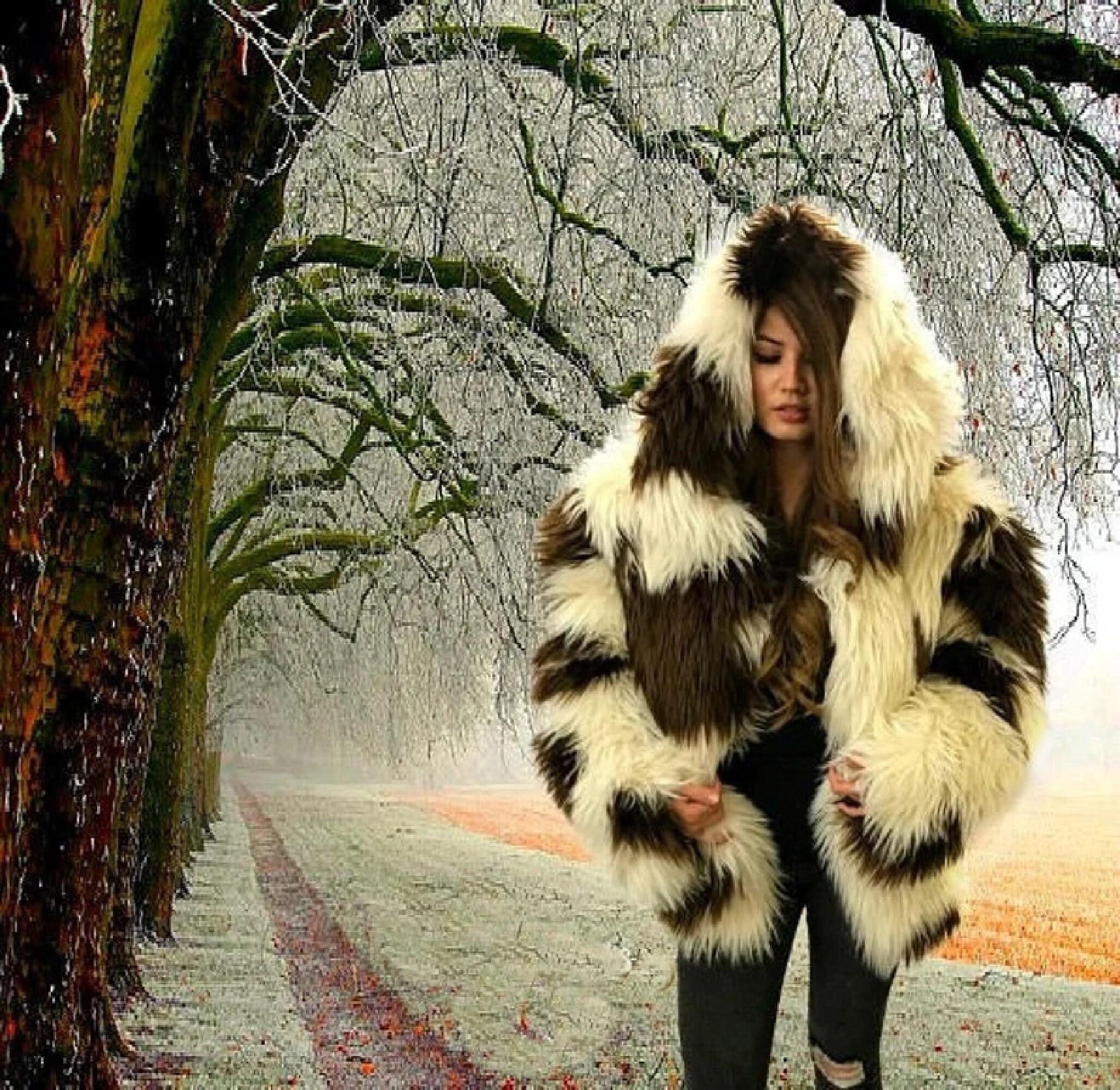 Oversized Faux Icelandic Sheepskin Coat, Animal Friendly Hooded