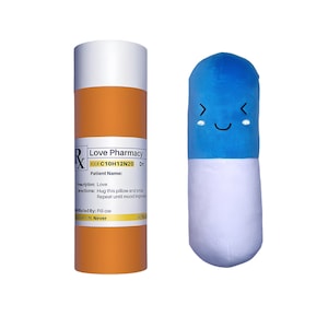 Plushie Pharmacy Pill & Medicine Bottle Packaging | Love Pill Pillow | Pharmacist Healthcare Workers |Nurses Week | Doctor Gift | Chill Pill