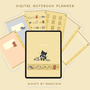 Cute Woofy Digital Notebook || Hyperlinked GoodNotes Planner || Stuffed Toy Themed Woofy || MagEtain