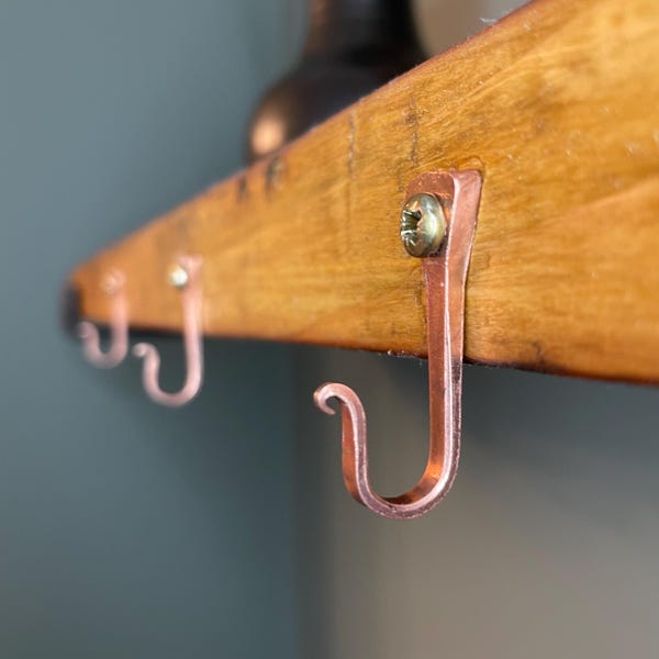 Copper Hand Forged Blacksmith Horseshoe Nail Hook