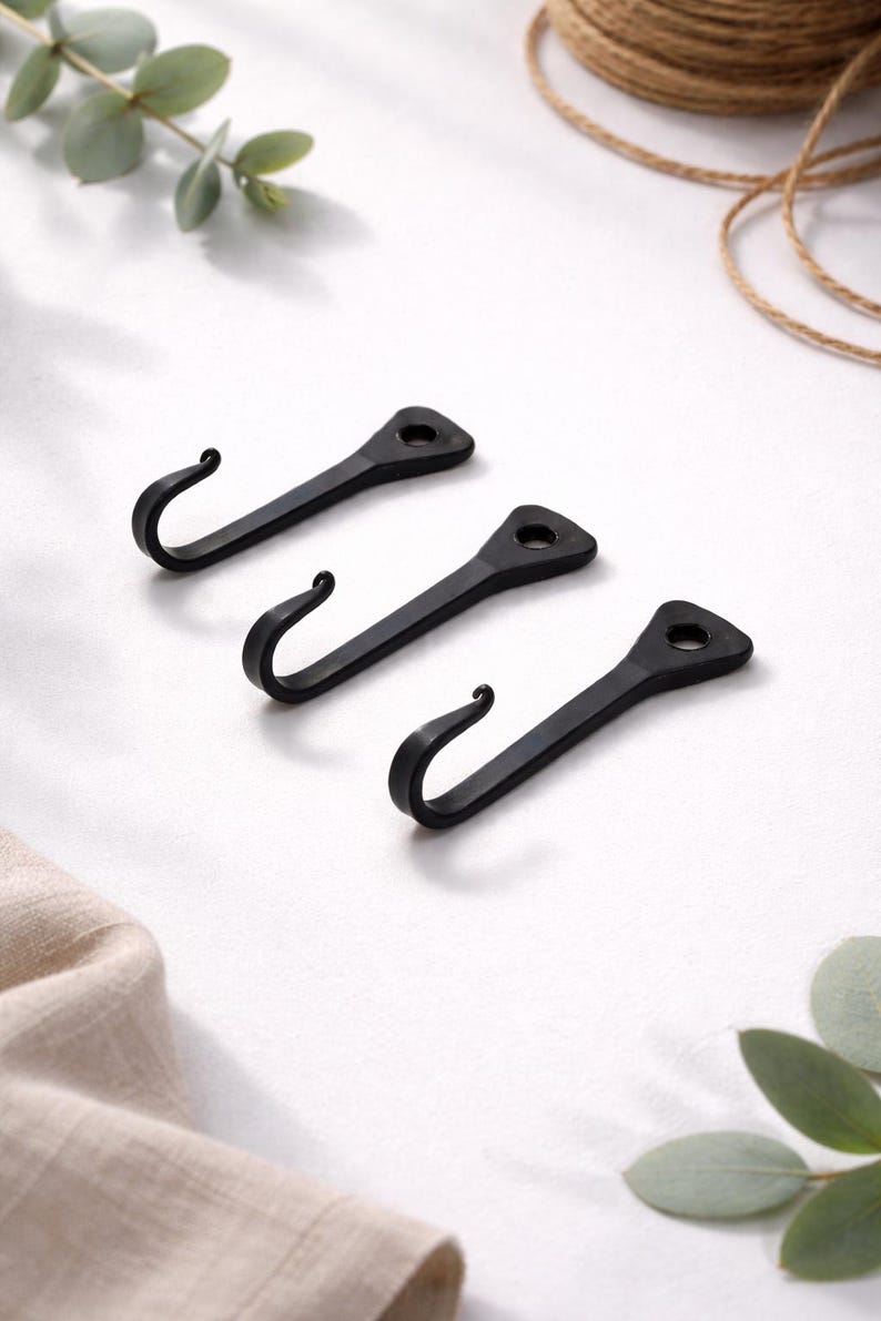 Black Hand Forged Blacksmith Horseshoe Nail Hook – Rustic Wall Hook, Handmade Iron Decor, Farmhouse Home Gift image 5