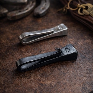 Hand Forged Horseshoe Nail Money Clip – Rustic Steel Wallet Clip Gift