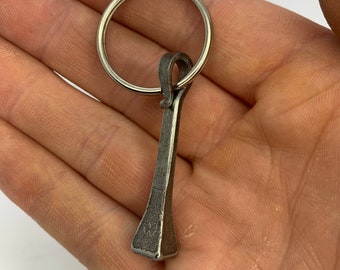 Hand Forged Silver Blacksmith Horseshoe Nail Keyring | Keychain | Charm | Trinket