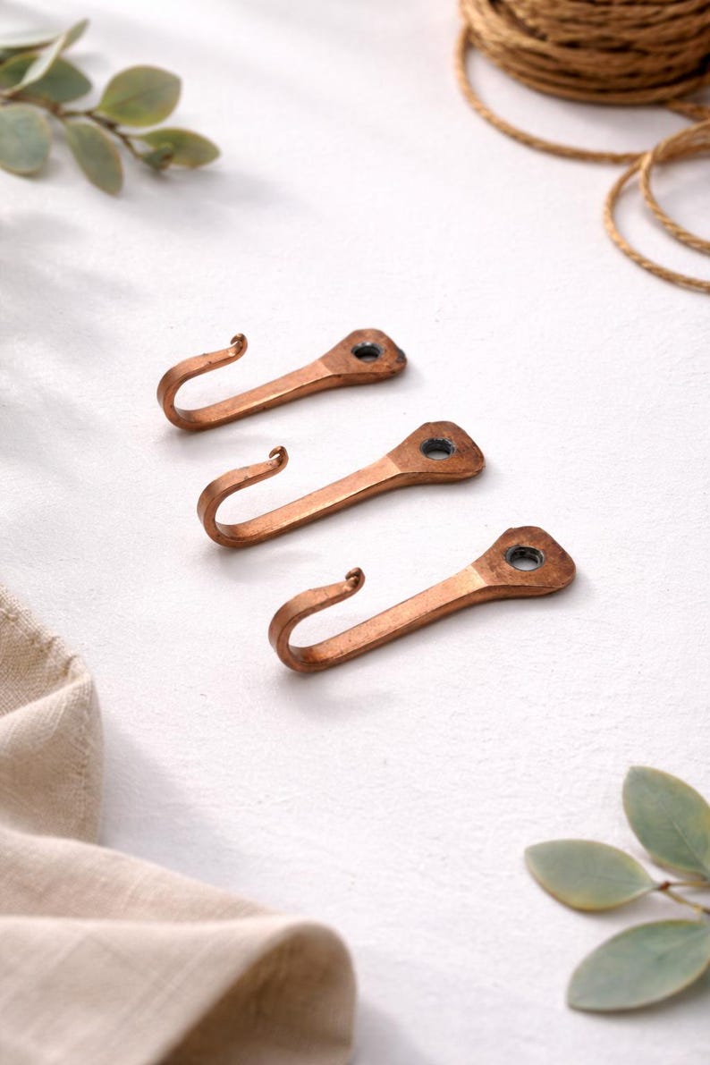 Copper Hand Forged Blacksmith Horseshoe Nail Hook – Rustic Key & Towel Holder, Handmade Blacksmith Décor, Farmhouse Gift image 4