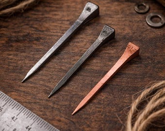 Clavos de herradura rústicos para manualidades, muebles y proyectos de bricolaje, pequeños y grandes, plateados y cobre.