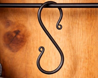 Hand Forged Blacksmith S-Hook for Utensils, Towels, Coats, Pans & Plants
