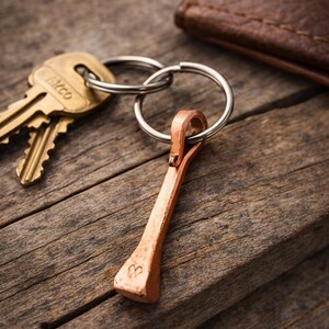 Hand-Forged Copper Horseshoe Nail Keyring – Rustic Blacksmith Keychain, Equestrian & Horse Lover Accessory