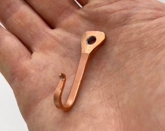 Copper Hand Forged Blacksmith Horseshoe Nail Hook