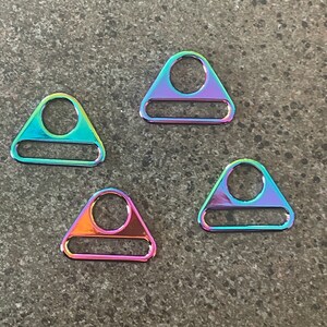 Set Of 4 SHINY Or MATTE Finish Rainbow 1” 25mm Triangle Bag Strap Connectors