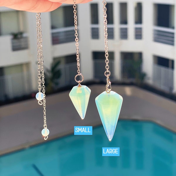 Opal Aura Pendulum - Empath Crystals, Cheap Crystals, Opal healing crystal for Reiki, Divination Tool, Dowsing, White Crystal, Rainbow Stone