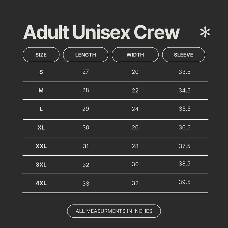 Clothing Size Charts - Etsy