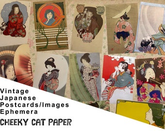 Japanese-themed Junk Journal Kit Add-On | Vintage Images & Postcards | Embellishments | Ephemera | Digital Download