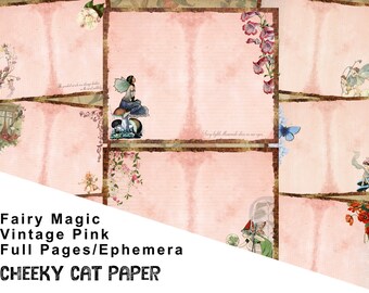 Fairy Magic 10 Full Double Pages + Envelope Tags | Vintage Ephemera | Journal Embellishments | Junk Journal Supplies | Digital Download