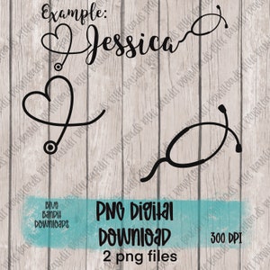 Nurse png, stethoscope name, stethoscope png, nurse download, Cricut file, nurse stethoscope name, digital download, heart stethoscope