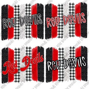 Red Devils, Red devils, PNG, sublimation, cheer mom, plaid, glitter, Digital Download, mascot, brush strokes, high school, school spirit