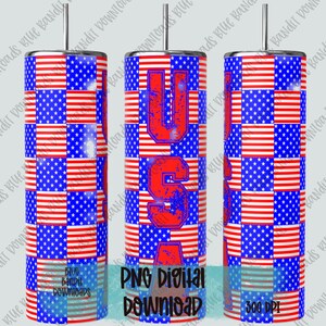 20oz USA tumbler wrap, PNG, Checkered, Digital Download, Stars and Stripes