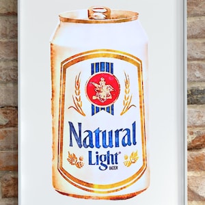 Natty Light Beer Can Digital Watercolor Print | Retro Bar Digital Print | Natty Light Fan Gift | Digital Art Illustration