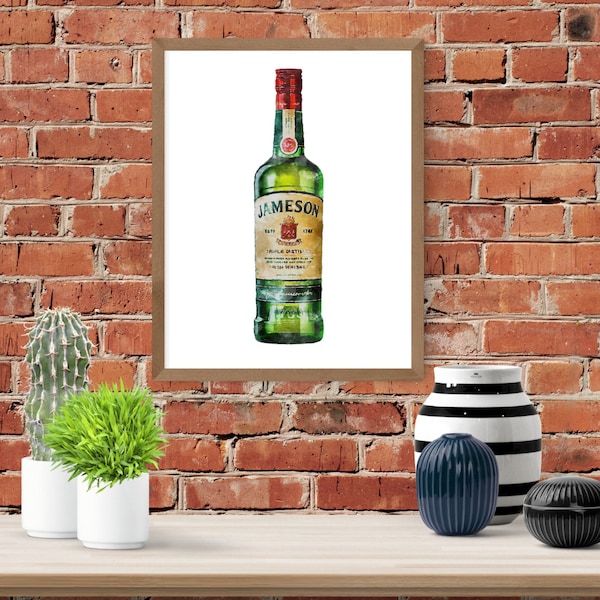 Jameson Irish Whiskey Bottle Digital Art Illustration
