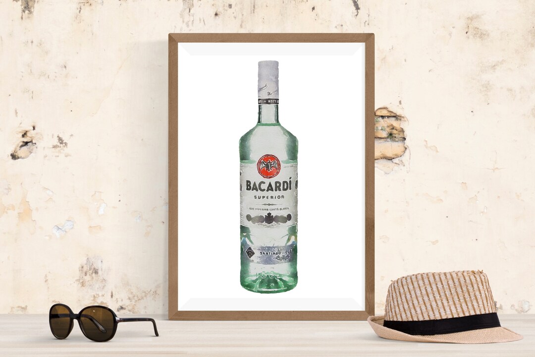 Digital Art Print: Bacardi Rum Bottle Printable Illustration - Etsy