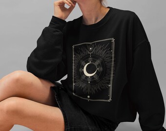 Goth Unsex Crescent Moon Sweatshirt/ Unisex EcoSmart® Crewneck Sweatshirt