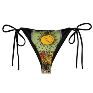 El bikini de cartas del tarot de la luna / bikini de cuerda Witchcore / fondos de bikini gótico, bikini de cuerda gótico de talla grande / traje de baño gótico